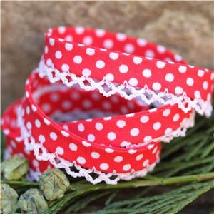 Bias Binding Christmas - Crochet Edge Red/White Spot